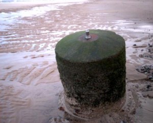 Spigot Mortar Base located on the beach at Winterton.