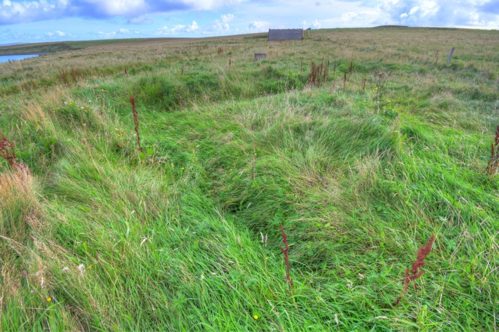 V shaped Trench at Castle Battery, Shapinsay, Orkney.