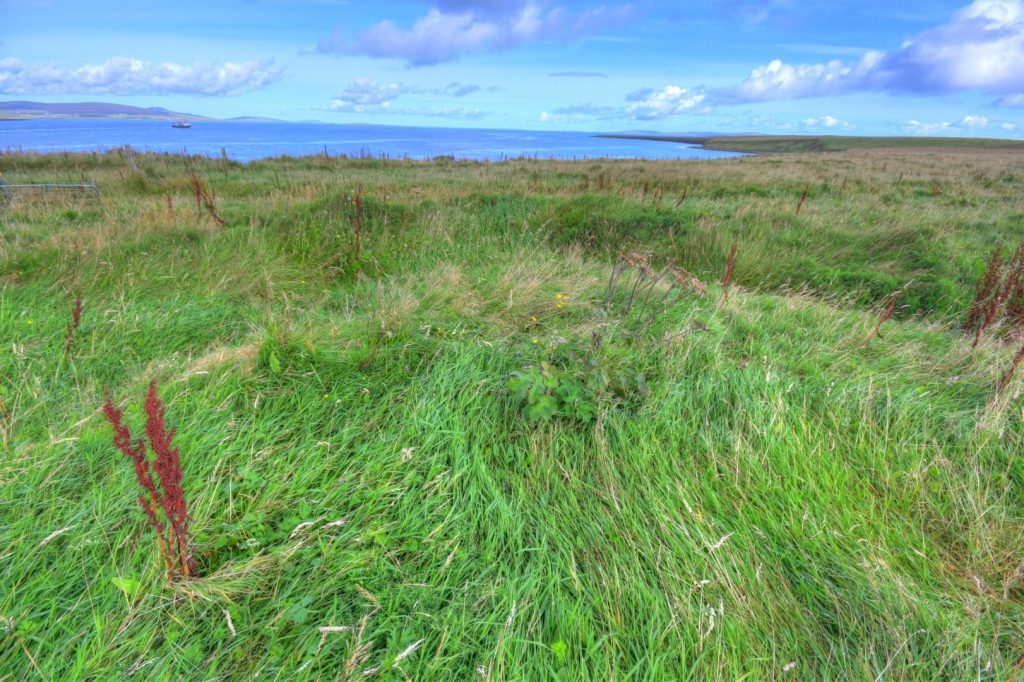 V shaped Trench at Castle Battery, Shapinsay, Orkney.
