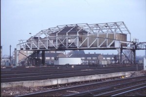ARP Signal Box Clapham Junction with steel canopy.