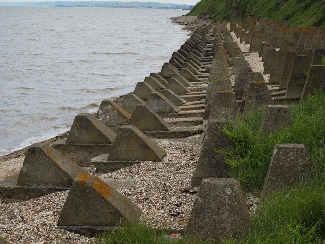 Dragons Teeth on the North Kent coast at the Isle of Grain Ngr TQ792716. Picture by Tim Denton.