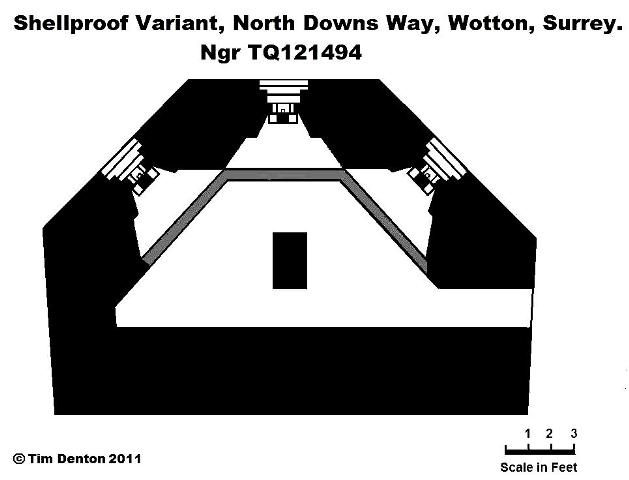 Plan of North Downs Way variant shellproof pillbox. Copyright Tim Denton.